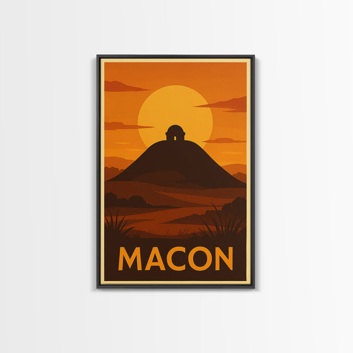 Macon Travel Poster, Canvas Print, Golden Travel Poster Art, Macon Wall Art, Modern Wall Decor, Fine Art Print, Travel Art Print
