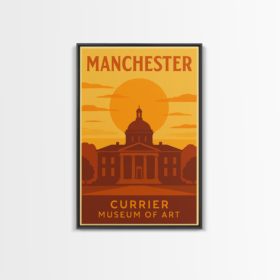 Manchester New Hampshire Travel Poster, Canvas Print, Gold Art Deco Poster Art, Manchester City Art, Vintage Travel Print, Wall Art