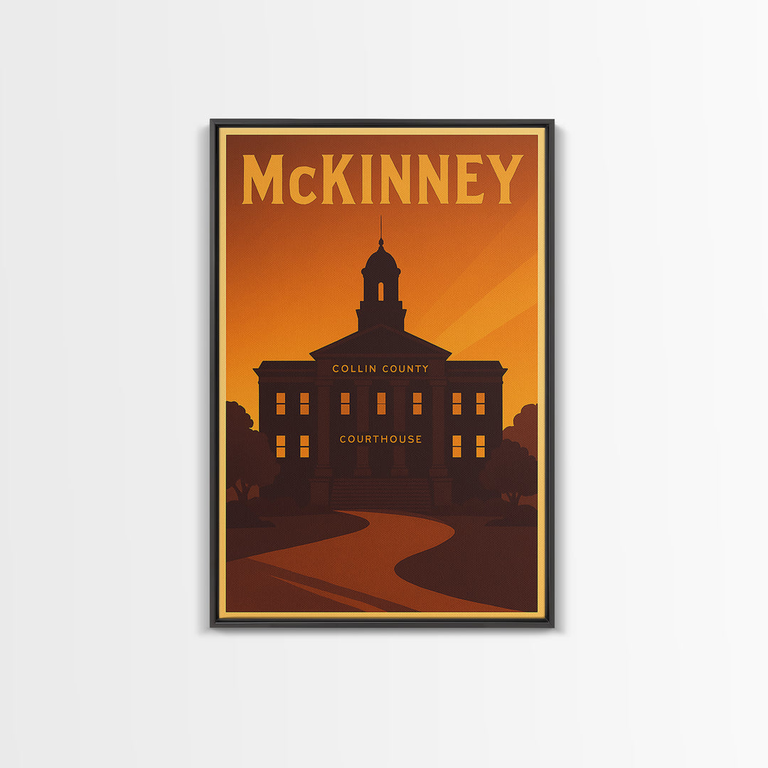 Mckinney Texas Travel Poster, Canvas Print, Vintage Deco Wall Art, Mckinney Art Print, Travel Art Print, Vintage City Poster, Wall Art