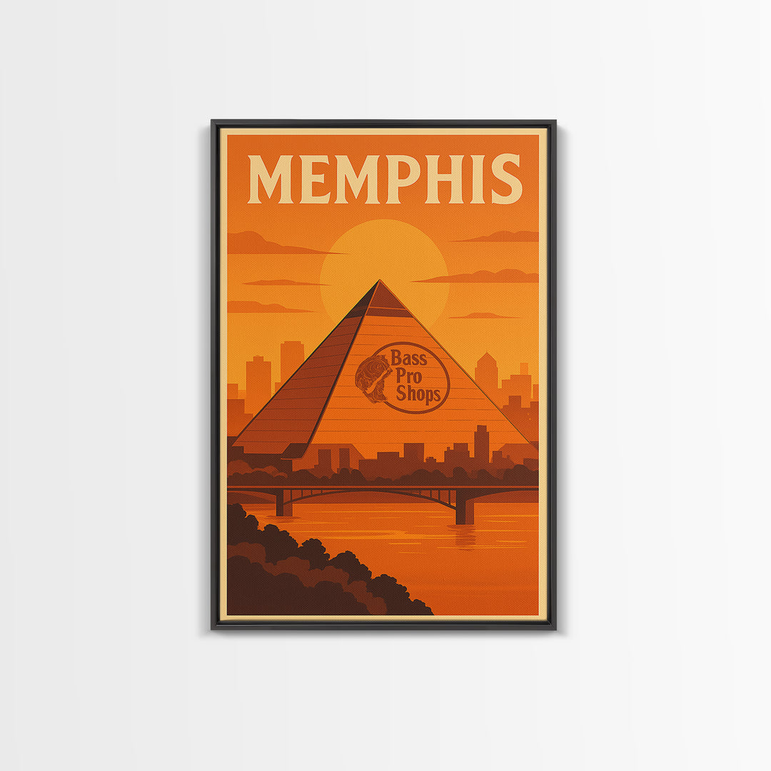 Memphis Tennessee Travel Poster, Canvas Print, Gold Art Deco Poster Art, Memphis Wall Art, Watercolor Urban Skyline, Art Print, Travel Art