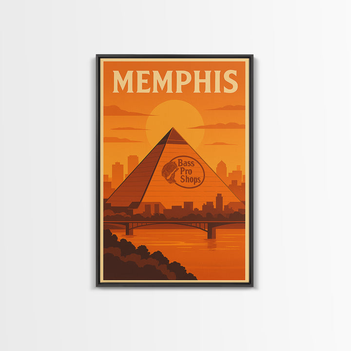 Memphis Tennessee Travel Poster, Canvas Print, Gold Art Deco Poster Art, Memphis Wall Art, Watercolor Urban Skyline, Art Print, Travel Art