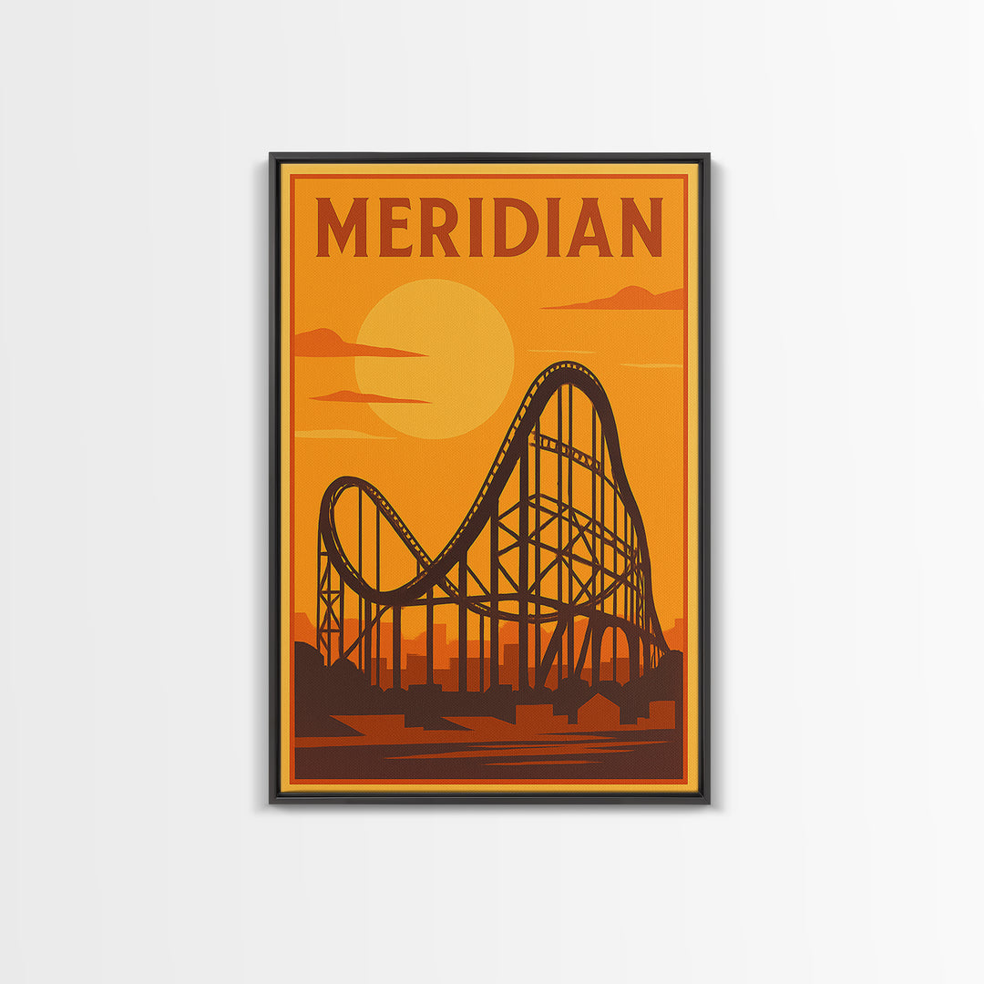 Meridian Idaho Travel Poster, Canvas Print, Gold Art Deco Poster Art, Meridian City Art, City Art Print, Fine Art Print, Vintage City Art