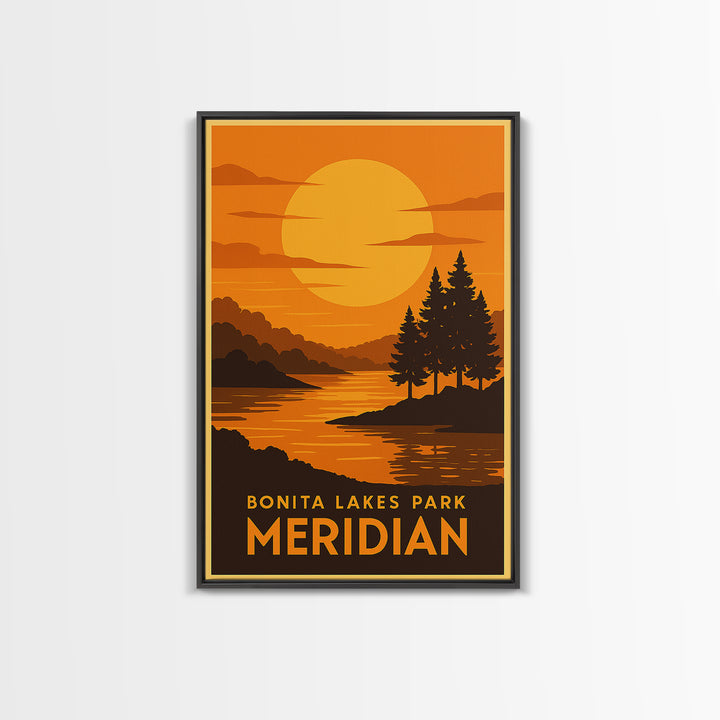 Meridian Travel Poster, Canvas Print, Gold Art Deco Poster Art, Meridian Travel Art, City Art Print, Vintage Travel Art, Vintage City Poster