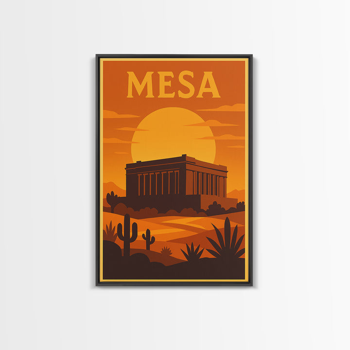 Mesa Arizona Travel Poster, Canvas Print, Gold Art Deco Poster Art, Mesa Art Print, Gift For Travelers, Vintage City Poster, Fine Art Print