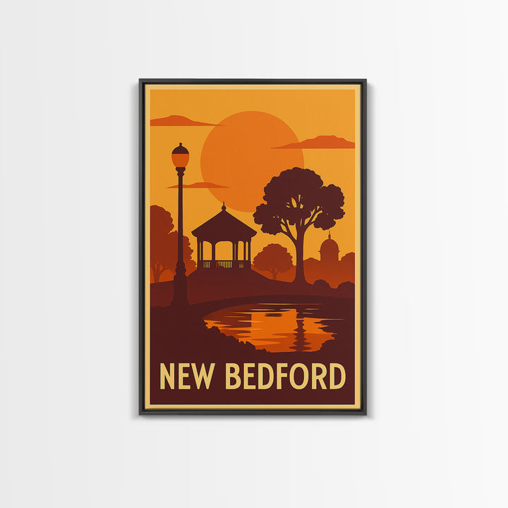 New Bedford Travel Poster, Canvas Print, Vintage Deco Wall Art, New Bedford Art Print, Mid Century Wall Art, Retro Travel Print