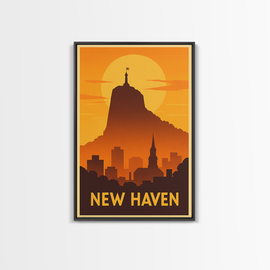 New Haven Travel Poster, Canvas Print, Vintage Deco Wall Art, New Haven Wall Art, Gift For Travelers, Retro Travel Print, Travel Wall Art