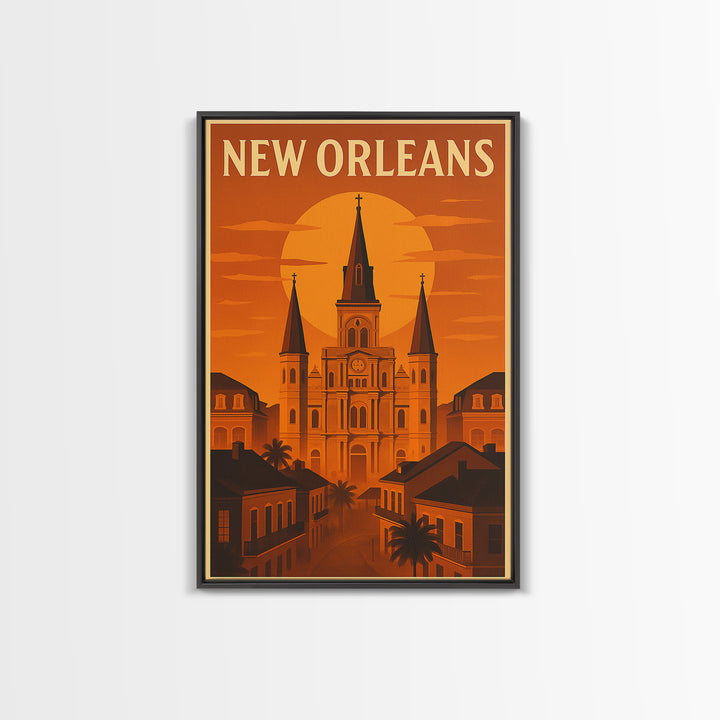 New Orleans Louisiana Travel Poster, Canvas Print, Gold Art Deco Poster Art, New Orleans Art Print, Travel Wall Decor, Gift For Travelers
