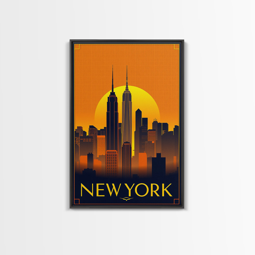 New York Travel Poster, Canvas Print, Gold Art Deco Poster Art, New York City Art, Travel Poster Set, Fine Art Print, Watercolor Cityscape