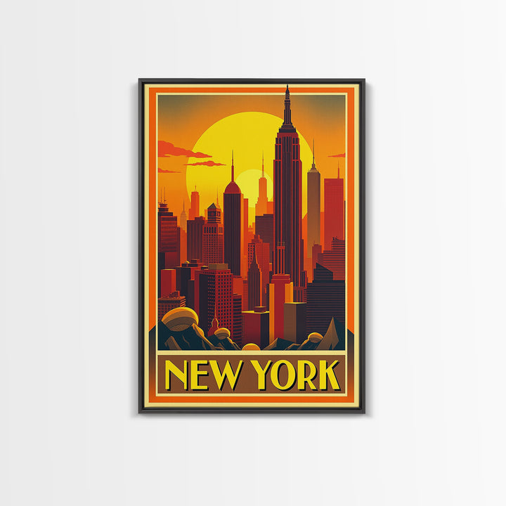 New York Travel Poster, Canvas Print, Gold Art Deco Poster Art, New York Poster Print, Wanderlust Decor, Fine Art Print, Home Office Decor