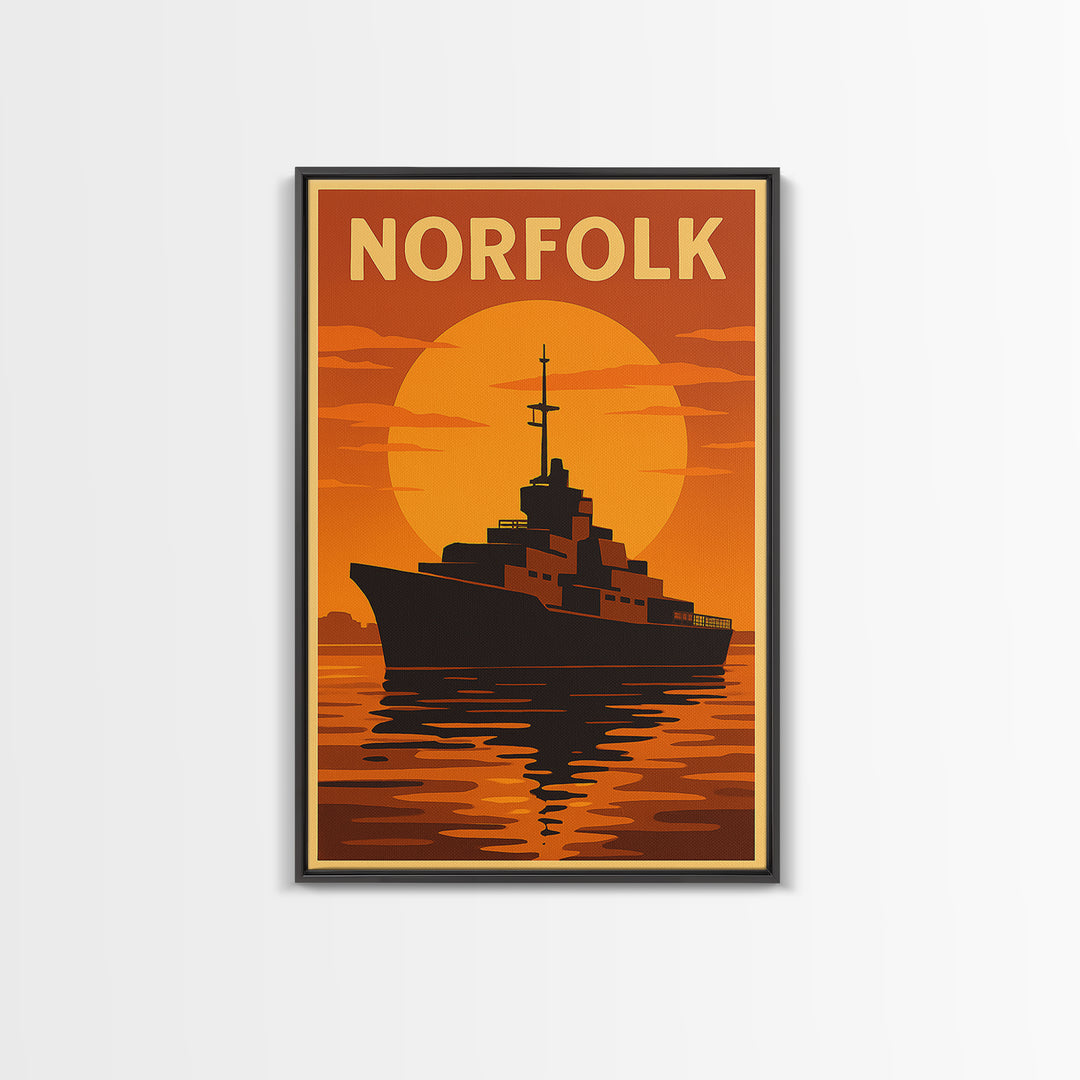 Norfolk Virginia Travel Poster, Canvas Print, Gold Art Deco Poster Art, Norfolk Art Print, Wanderlust Decor, Retro Travel Print, Wall Art