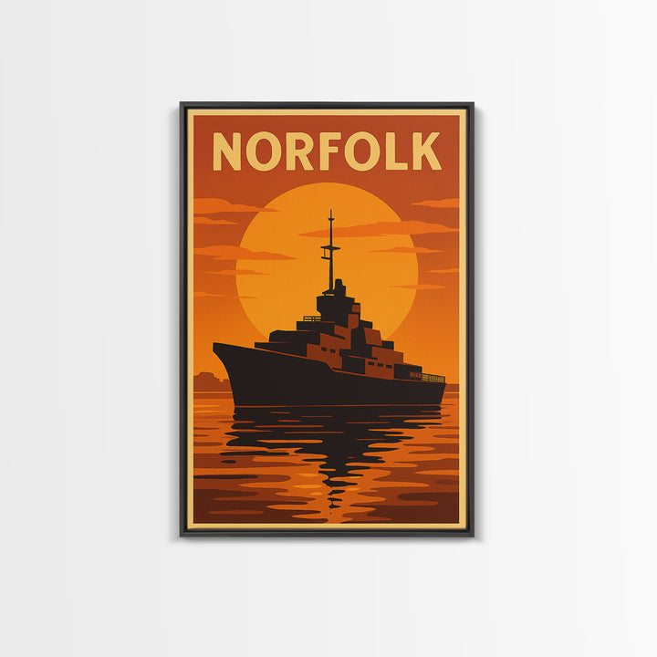 Norfolk Virginia Travel Poster, Canvas Print, Gold Art Deco Poster Art, Norfolk Art Print, Wanderlust Decor, Retro Travel Print, Wall Art