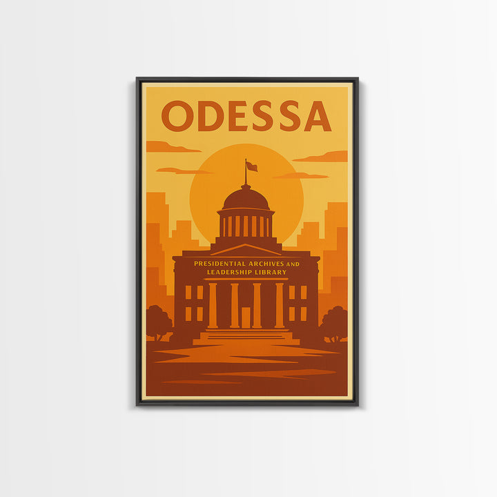 Odessa Texas Travel Poster, Canvas Print, Golden Poster Art, Odessa Art Print, Retro Travel Print, Vintage Travel Print, City Illustration