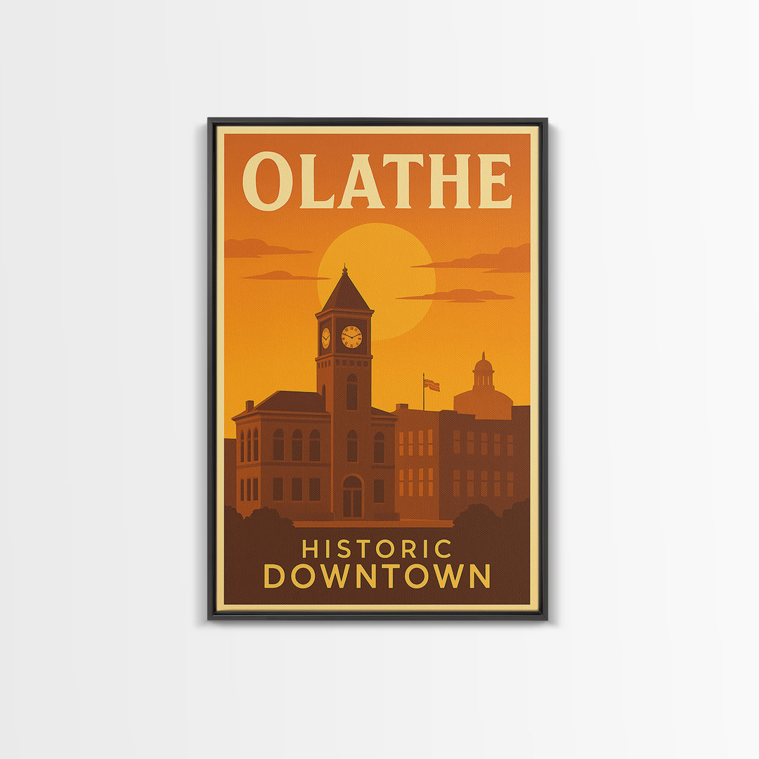 Olathe Kansas Travel Poster, Framed Canvas Print, Gold Art Deco Poster Art, Olathe Wall Art, Travel Poster Art, Home Office Decor, Art Print