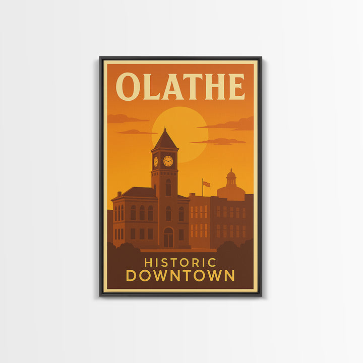 Olathe Kansas Travel Poster, Framed Canvas Print, Gold Art Deco Poster Art, Olathe Wall Art, Travel Poster Art, Home Office Decor, Art Print