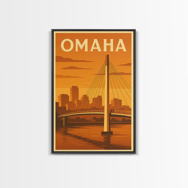 Omaha Nebraska Travel Poster, Canvas Print, Gold Art Deco Poster Art, Omaha Art Print, Vintage Travel Art, Fine Art Print, Travel Art Print