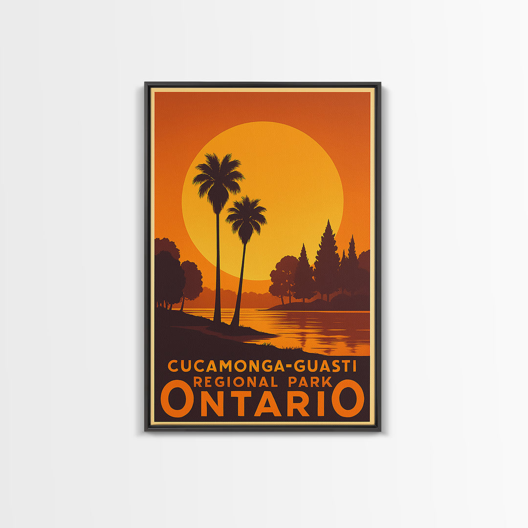 Ontario Travel Poster, Canvas Print, Warm Sunset Silhouette Art, Ontario Poster Print, City Illustration, Vintage Travel Print