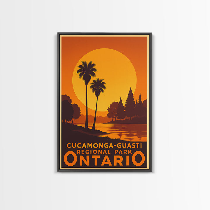 Ontario Travel Poster, Canvas Print, Warm Sunset Silhouette Art, Ontario Poster Print, City Illustration, Vintage Travel Print