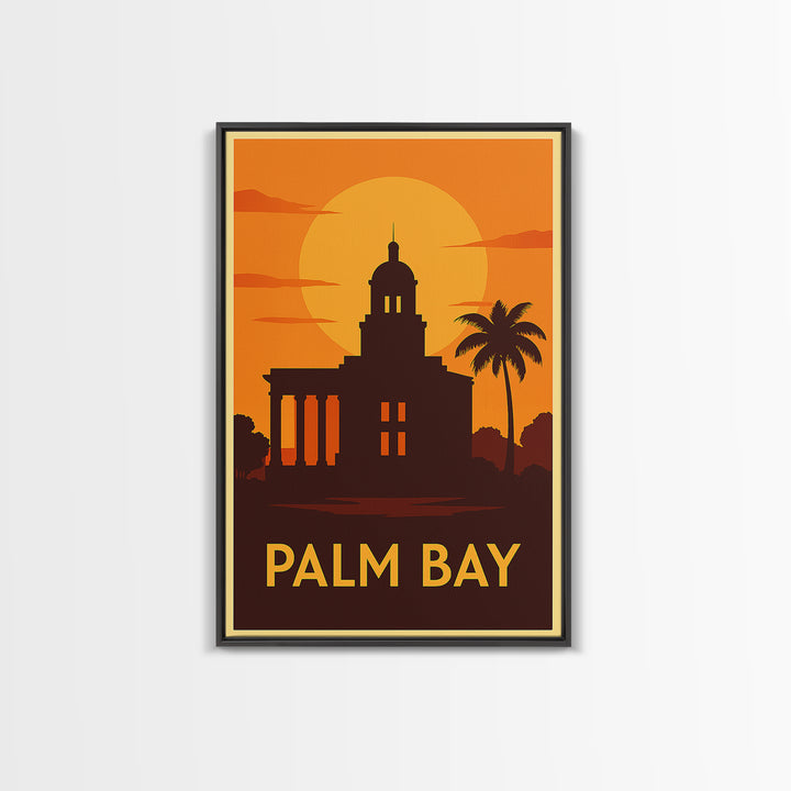 Palm Bay Travel Poster, Framed Canvas Print, Vintage Deco Wall Art, Palm Bay Poster Print, City Travel Prints, City Art Print, Design 2