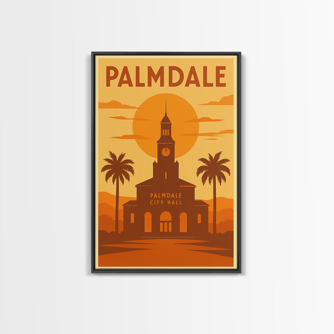 Palmdale California Travel Poster, Canvas Print, Gold Art Deco Poster Art, Palmdale Art Print, Travel Art, Wanderlust Decor, Travel Prints