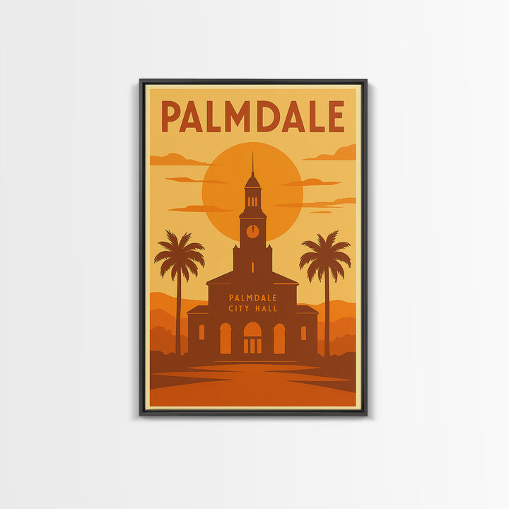 Palmdale California Travel Poster, Canvas Print, Gold Art Deco Poster Art, Palmdale Art Print, Travel Art, Wanderlust Decor, Travel Prints