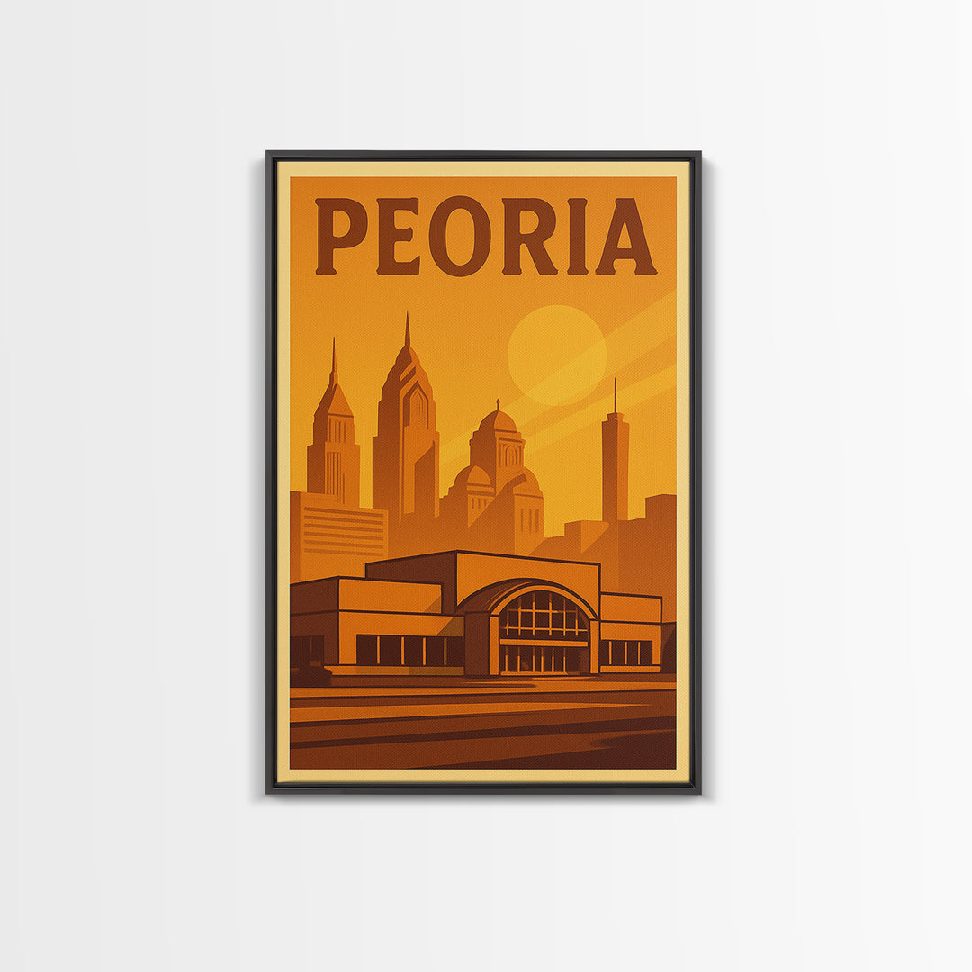 Peoria Travel Poster, Canvas Print, Vintage Deco Wall Art, Peoria City Art, Retro Travel Print, City Art Print, City Travel Prints