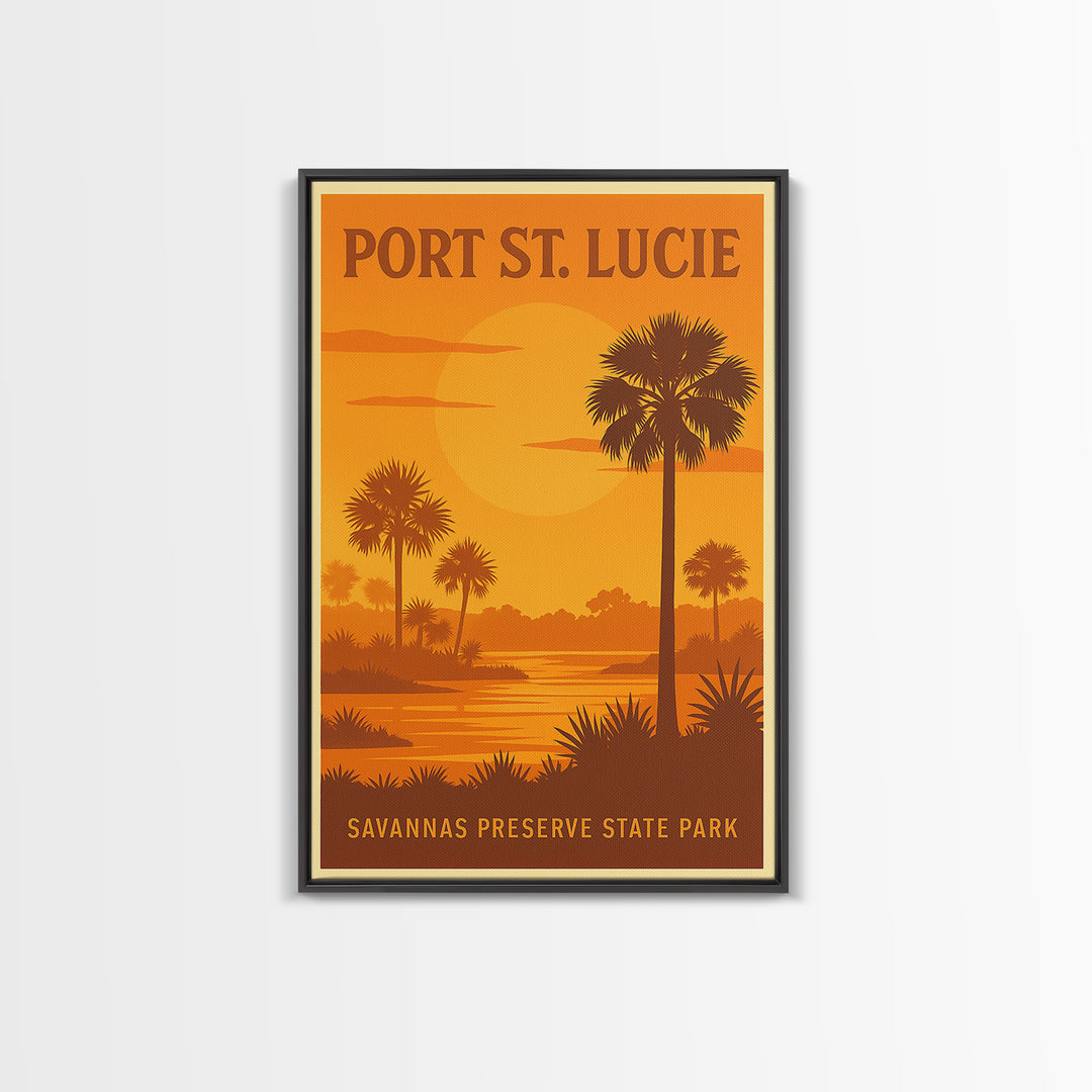 Port St Lucie Florida Travel Poster, Canvas Print, Gold Art Deco Poster Art, Port St Lucie Poster Print, Travel Wall Decor, Fine Art Print
