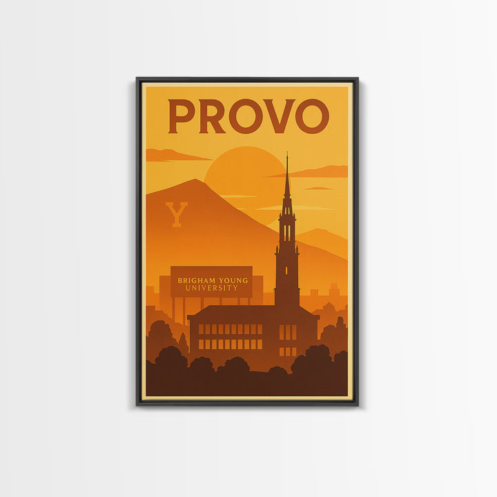 Provo Utah Travel Poster, Canvas Print, Golden Travel Poster Art, Provo City Art, Wanderlust Decor, Gift For Travelers, Travel Wall Art
