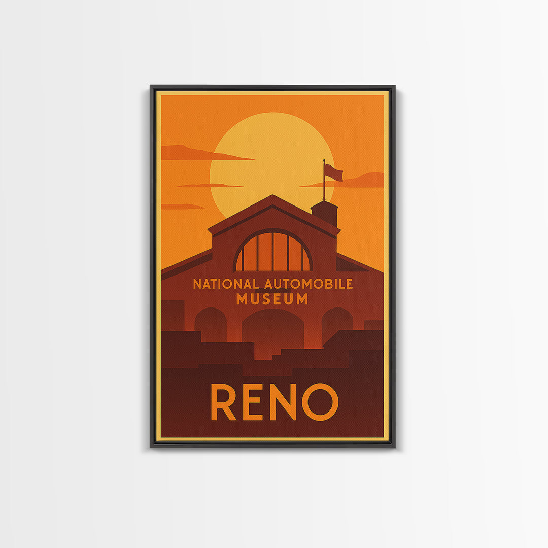 Reno Travel Poster, Canvas Print, Gold Art Deco Poster Art, Reno Travel Art, Travel Art Print, City Travel Prints, Eclectic Wall Decor