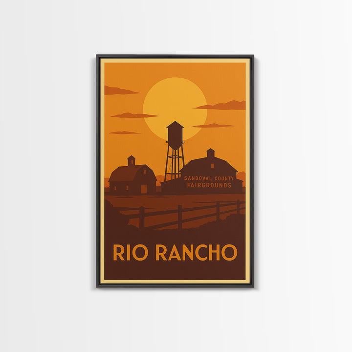 Rio Rancho Travel Poster, Framed Canvas Print, Warm Sunset Silhouette Art, Rio Rancho City Art, Travel Poster Art, Home Office Decor