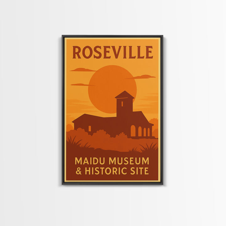 Roseville California Travel Poster, Canvas Print, Golden Poster Art, Roseville Art Print, Office Decor, Retro Travel Print, Travel Gift