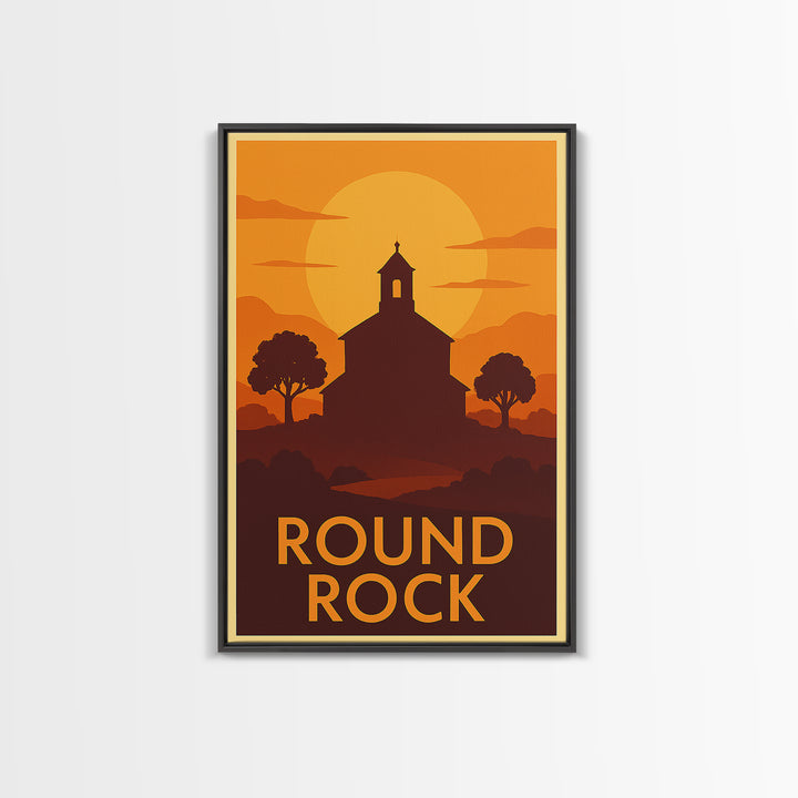 Round Rock Travel Poster, Canvas Print, Gold Art Deco Poster Art, Round Rock Wall Art, Travel Wall Art, Travel Poster Set, Fine Art Print