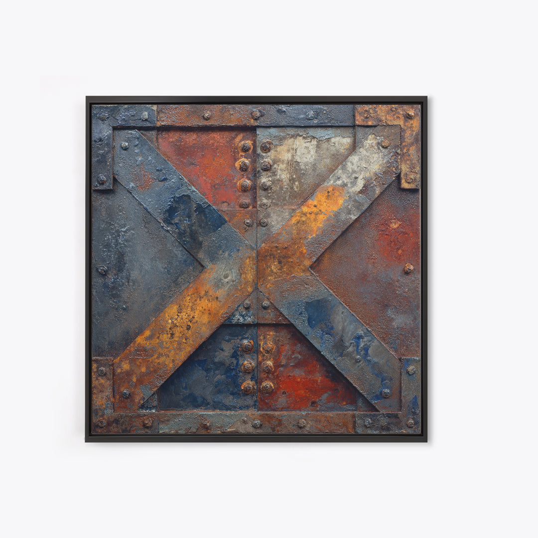 Steel and Rust Texture Abstract Panel Canvas Print, Garage Art, Car Poster, Garage Decor, Abstract Art, Motor, Game Room Art, GAR-1x1-23