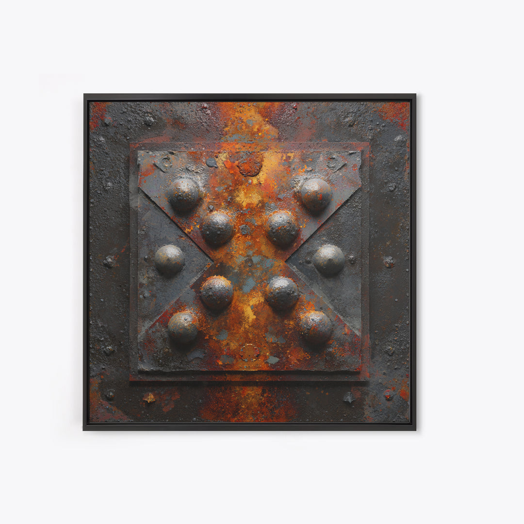 Steel and Rust Texture Abstract Panel Canvas Print, Garage Art, Neutral Decor, Garage Decor, Abstract Art, Motor, Wall Art, GAR-1x1-95