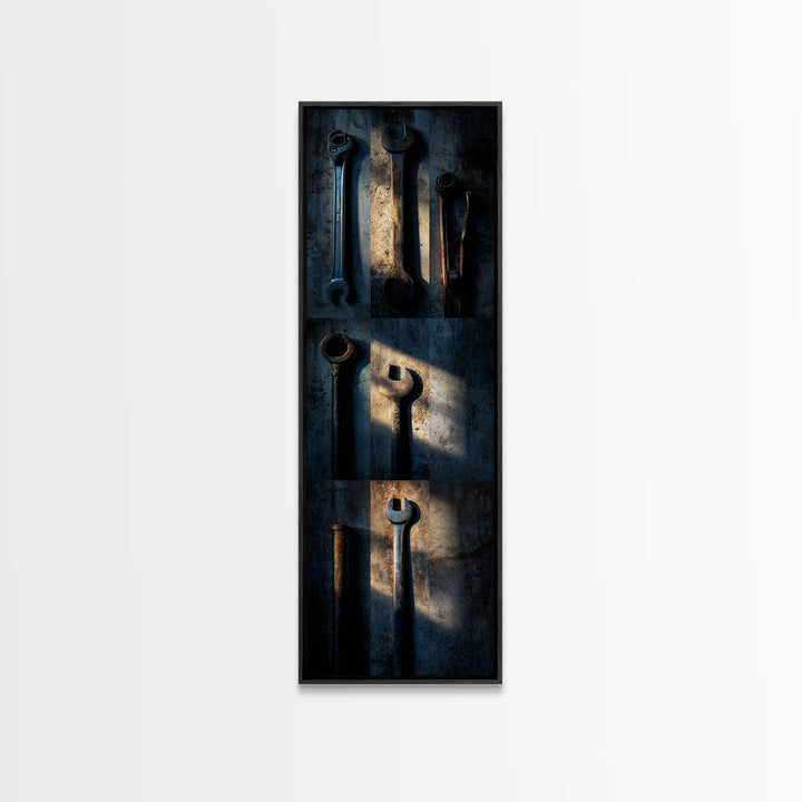 Garage Tool Silhouettes Arranged as Graphic Icons Canvas Print, Garage Art, Garage Art Poster Download, Garage Decor, Motor, GAR-1x3-26