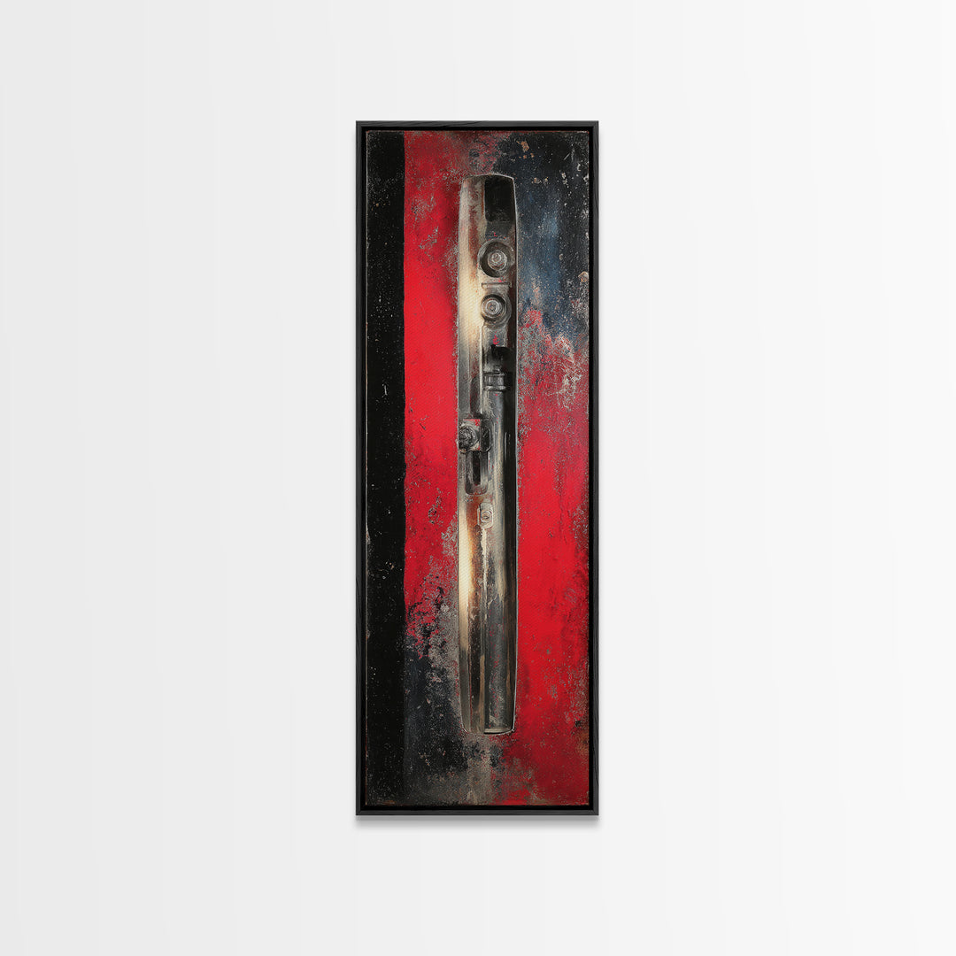 Black and Red Racing Stripe Abstraction Canvas Print, Garage Art, Wall Art, Garage Decor, Abstract Art, Motor, Fall Wall Art, GAR-1x3-48