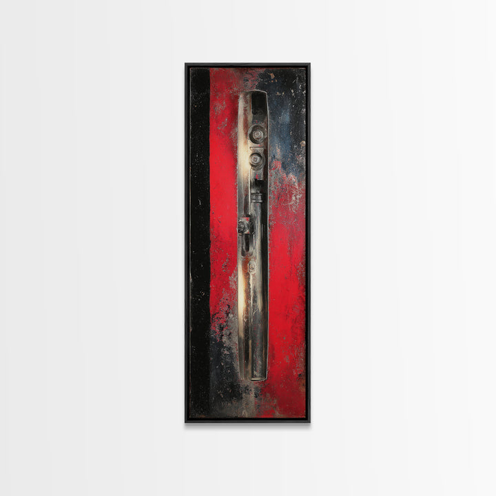 Black and Red Racing Stripe Abstraction Canvas Print, Garage Art, Wall Art, Garage Decor, Abstract Art, Motor, Fall Wall Art, GAR-1x3-48