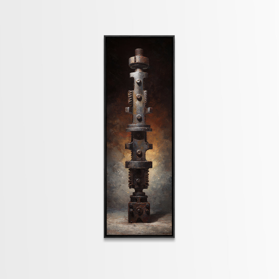 Camshaft and Gears Industrial Still Life Framed Canvas Print, Garage Art, Game Room Art, Garage Decor, Fine Art, Motor, GAR-1x3-75