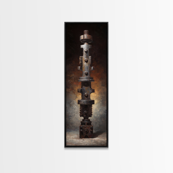 Camshaft and Gears Industrial Still Life Framed Canvas Print, Garage Art, Game Room Art, Garage Decor, Fine Art, Motor, GAR-1x3-75