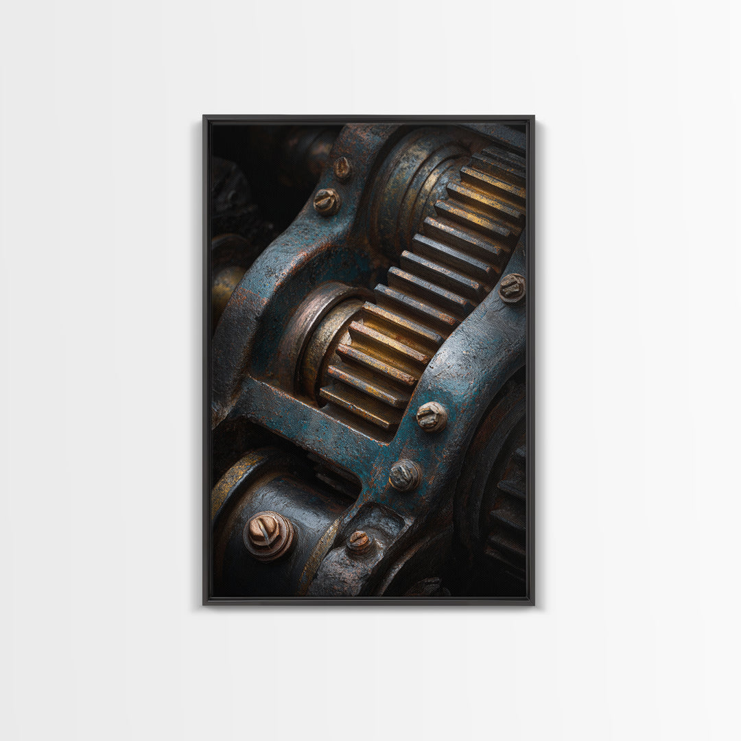 Camshaft and Gears Industrial Still Life Canvas Print, Garage Art, Art Print, Garage Decor, Fine Art, Motor, Canvas Wall Art, GAR-2x3-23