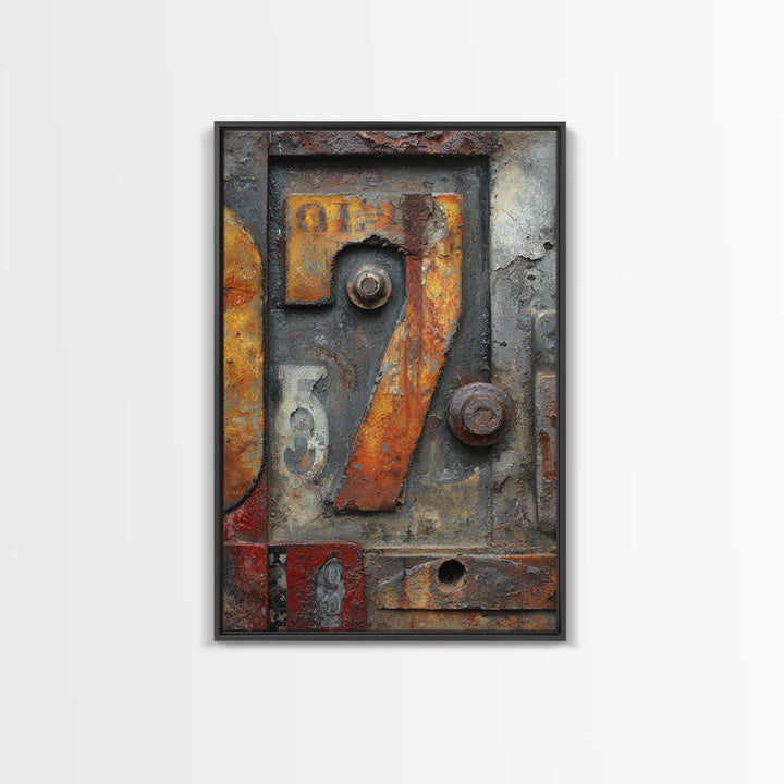 Rusty License Plate Collage Framed Canvas Print, Garage Art, Canvas Wall Art, Garage Decor, Fine Art, Motor, Autumn Wall Art, GAR-2x3-88