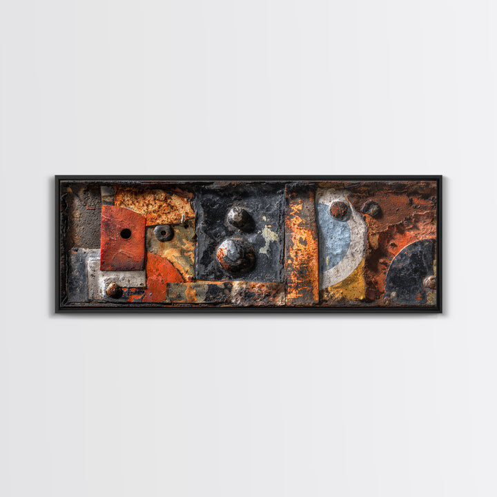 Rusty License Plate Collage Canvas Print, Garage Art, Garage Decor, Fine Art, Motor, Room Decor, Textured Painting, GAR-3x1-24