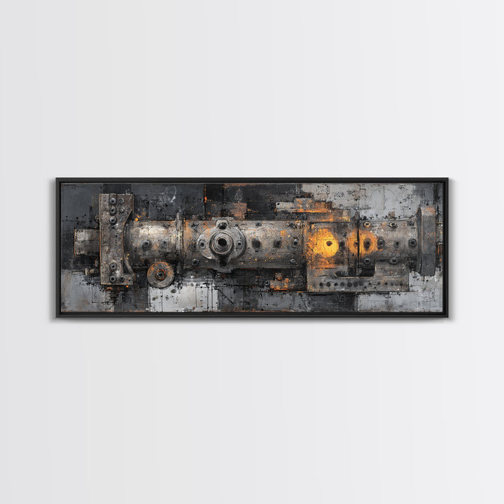 Engine Blueprint Technical Drawing Canvas Print, Garage Art, Canvas Print, Garage Decor, Fine Art, Motor, Garage Art Pinup, GAR-3x1-75