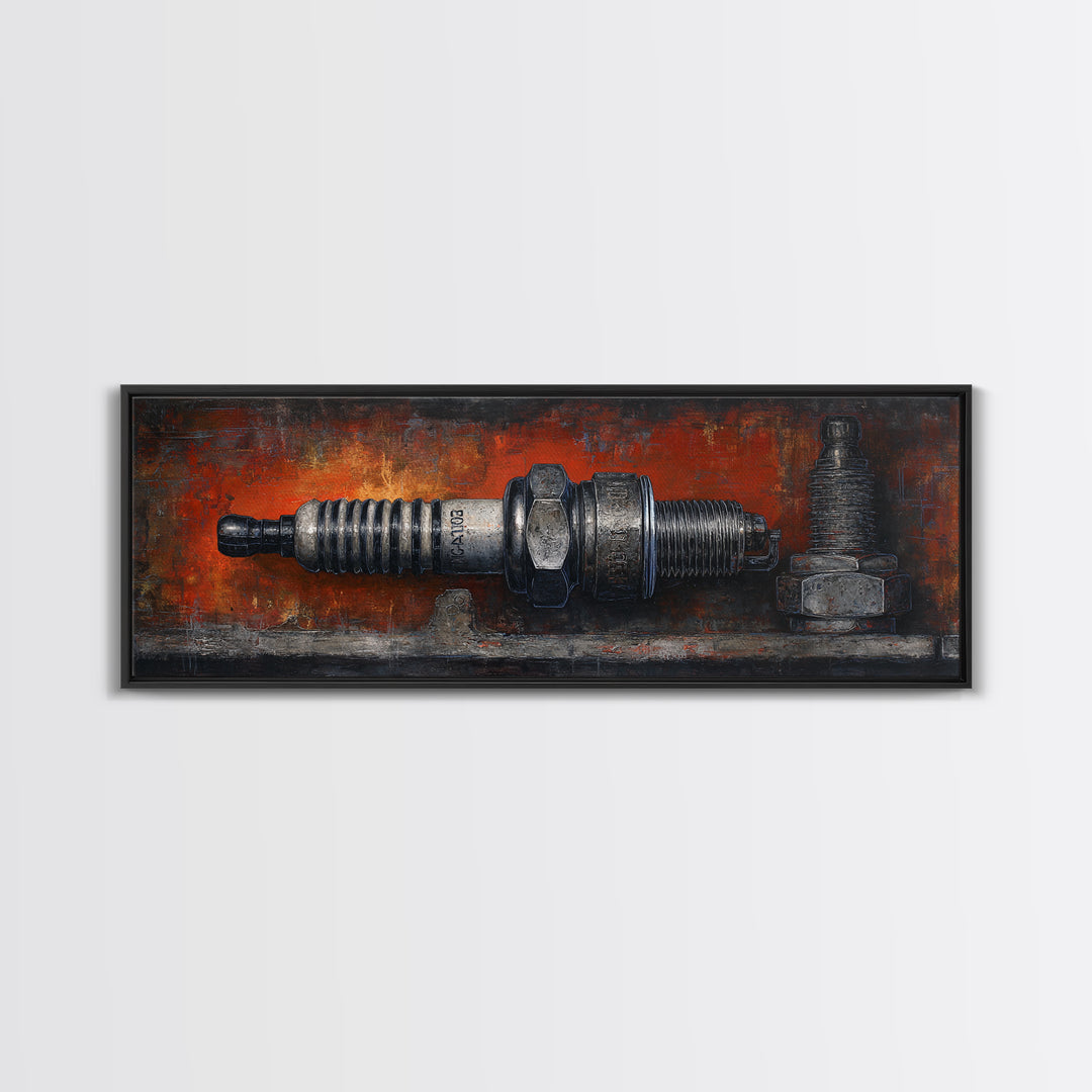 Spark Plug Botanical Specimen Drawing Canvas Print, Garage Art, Canvas Print, Garage Decor, Fine Art, Motor, Garage Art Pinup, GAR-3x1-86