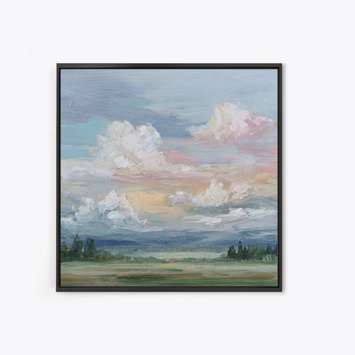 Romantic Cloudscape in Blush and Ivory Framed Canvas Print, Guest Bedroom Art, Digital Print, Bedroom Decor, Fine Art, Guest, GBA-1x1-11