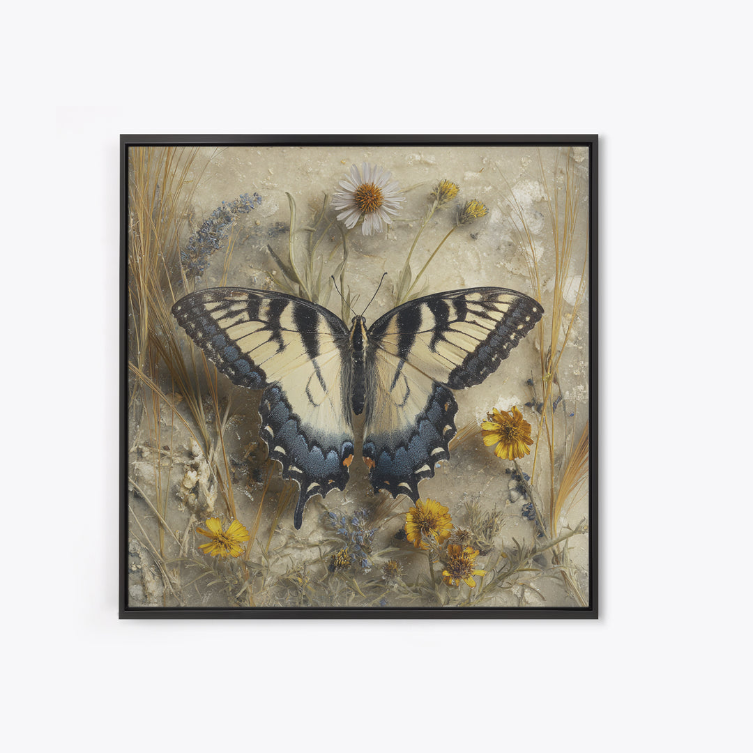 Garden Butterfly and Flowers Specimen Study Canvas Print, Guest Bedroom Art, Wall Art Prints, Bedroom Decor, Fine Art, Guest, GBA-1x1-23