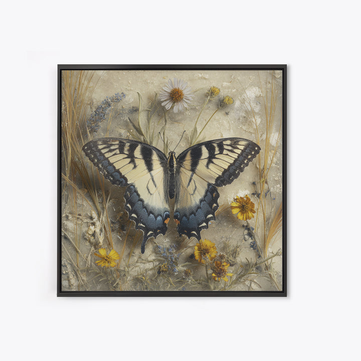 Garden Butterfly and Flowers Specimen Study Canvas Print, Guest Bedroom Art, Wall Art Prints, Bedroom Decor, Fine Art, Guest, GBA-1x1-23