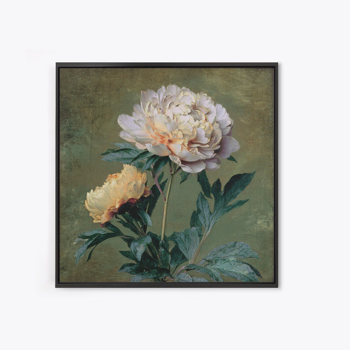 Neutral Peony Painting Framed Canvas Print, Guest Bedroom Art, Statement Artwork, Bedroom Decor, Fine Art, Guest, Wall Decor, GBA-1x1-33