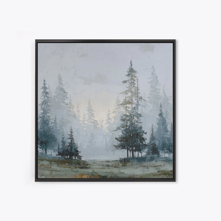 Monochrome Forest Silhouette Framed Canvas Print, Guest Bedroom Art, Bedroom Prints, Bedroom Decor, Guest, Minimalist Decor, GBA-1x1-37