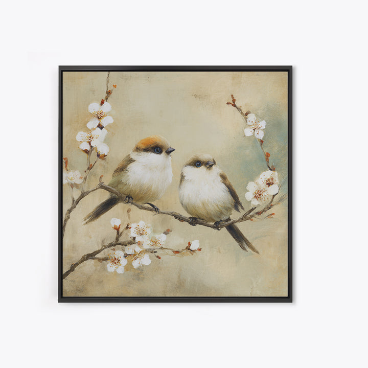 Small Bird Pair on Flowering Branch Canvas Print, Guest Bedroom Art, Home Decor, Bedroom Decor, Fine Art, Guest, Printable Art, GBA-1x1-4