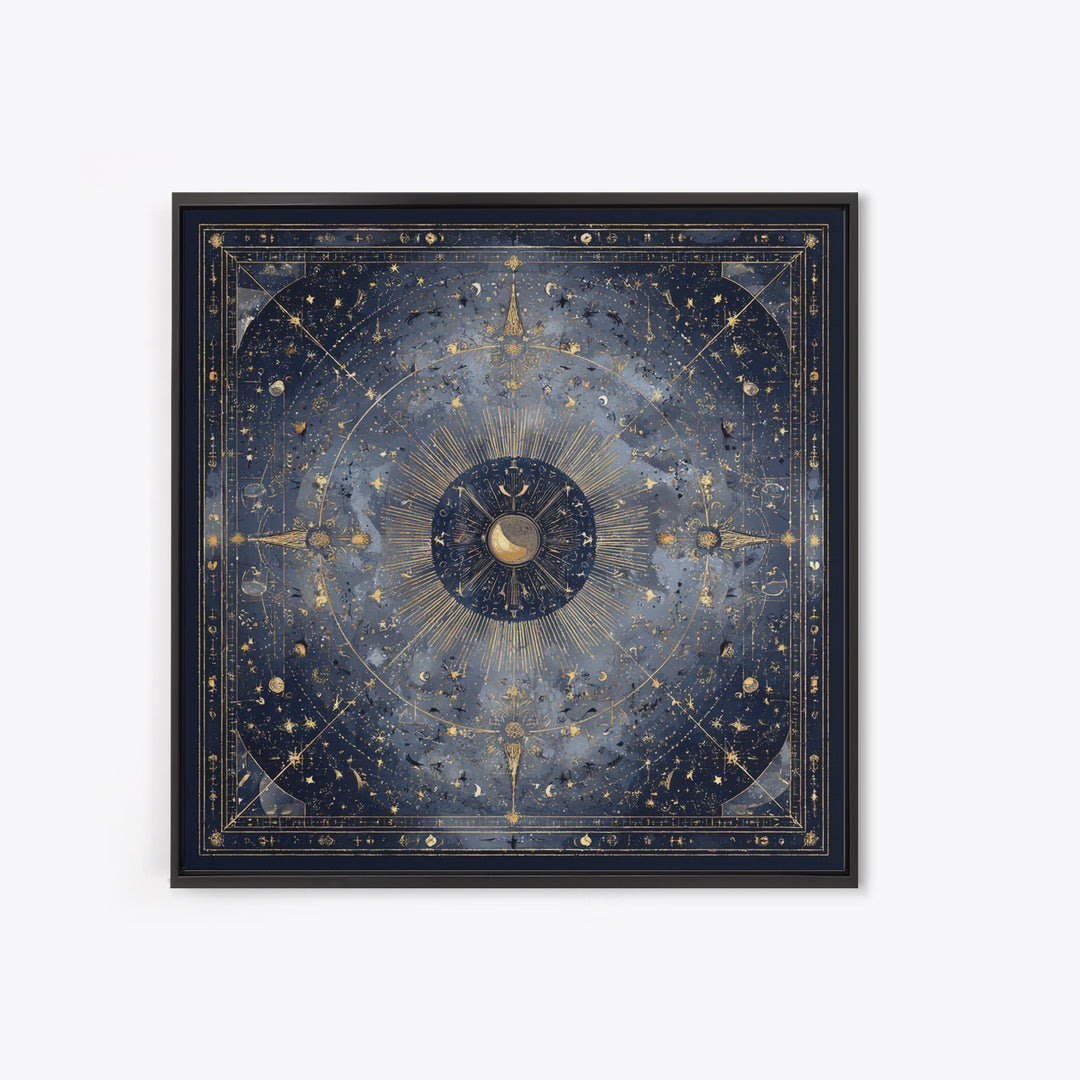Minimal Moon and Stars Composition Framed Canvas Print, Guest Bedroom Art, Set of 3 Wall Art, Bedroom Decor, Fine Art, Guest, GBA-1x1-64